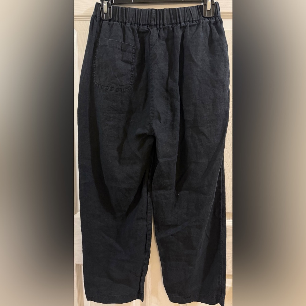 Quince Black Linen Women's Casual Pants - Picture 3 of 5